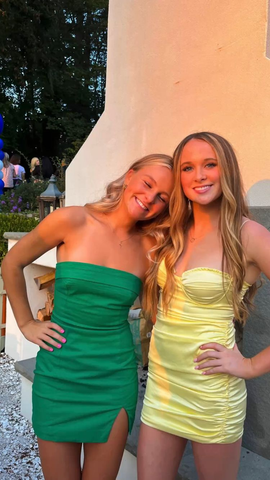 Lindo vestido amarillo, minivestido amarillo para fiesta de bienvenida Y2240