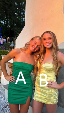 Lindo vestido amarillo, minivestido amarillo para fiesta de bienvenida Y2240