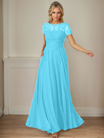 Vestido de gasa azul marino oscuro de corte en A con escote barco y lentejuelas 