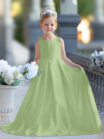 A-line Lace Satin Floor-length First Communion Flower Girl Dress
