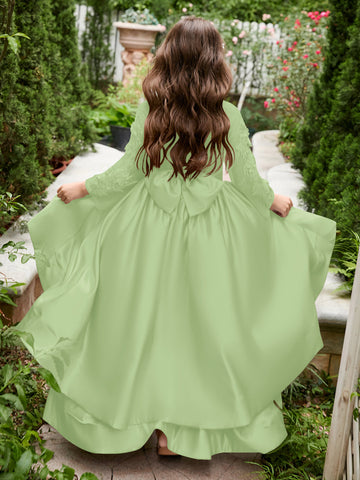 A-line Satin Asymmetrical Flower Girl Dress