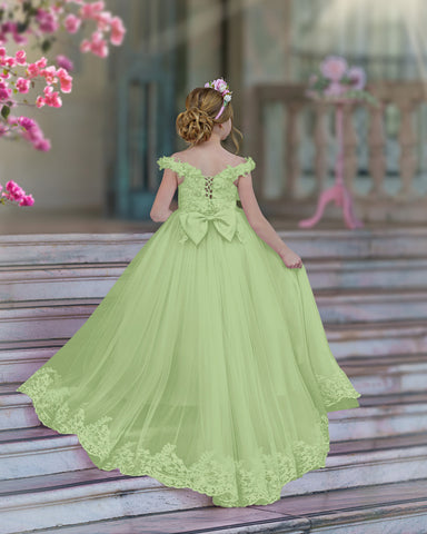 Ball-Gown/Princess Lace Sweep Train Pink Birthday Dress