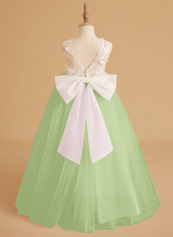 Dream Princess Sleeveless Lace and Tulle with Beading Flower Girl Dress
