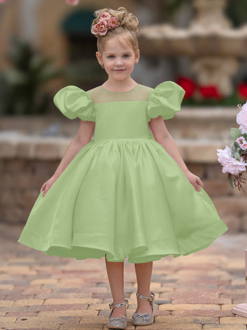Ball-Gown/Princess Satin Knee-length Flower Girl Dress