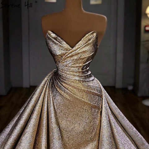 Champagne Mermaid Sexy Sleeveless Evening Dresses 2025 Off Shoulder Simple Formal Dress Design LA70626