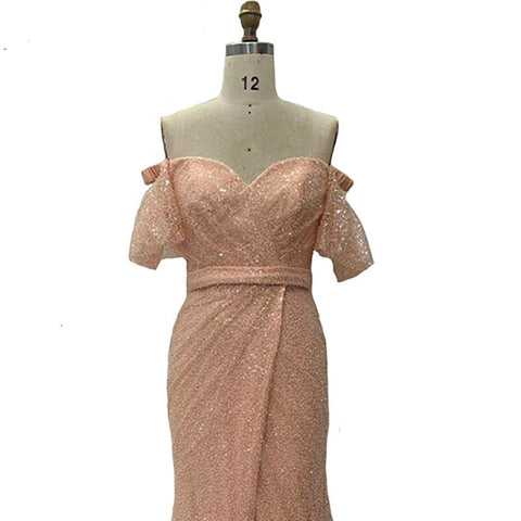Champagne Short Sleeves Sexy Elegant Cocktail Dress Mermaid Split Cocktail Party Gowns 2025 LA70736S