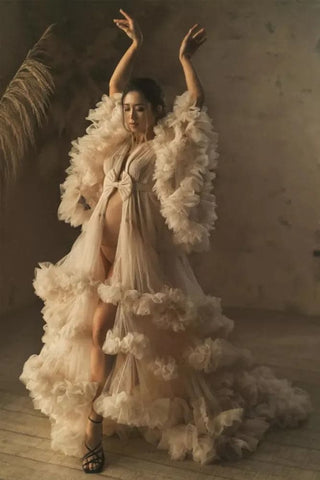 Champagne Maternity Robes For Photoshoot VMR20