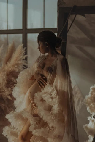 Champagne Maternity Robes For Photoshoot VMR20