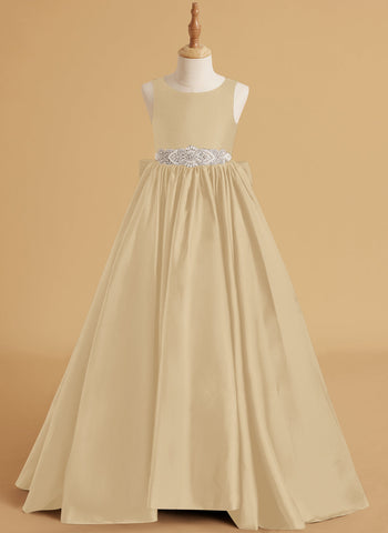 Ball-Gown/Princess Satin Sweep Train Flower Girl Dress