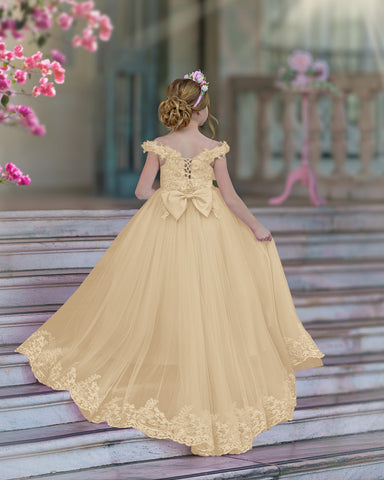 Ball-Gown/Princess Lace Sweep Train Pink Birthday Dress