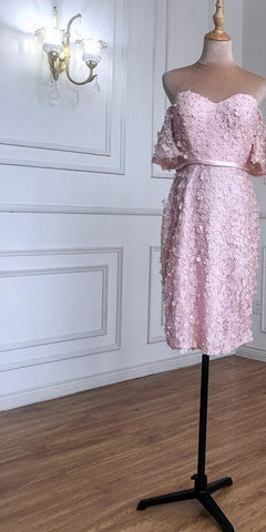 On Sale no return no refund Sale Champange Short Sleeves Sexy Elegant Cocktail Dress Handmade Flowers Crystal Cocktail Party Gowns 2025 LA60730