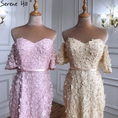 On Sale no return no refund Sale Champange Short Sleeves Sexy Elegant Cocktail Dress Handmade Flowers Crystal Cocktail Party Gowns 2025 LA60730