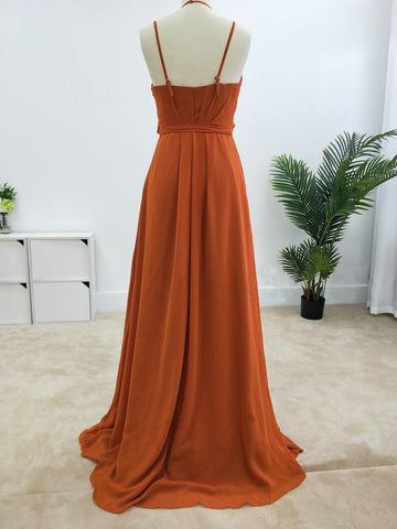 Charming Spaghetti Straps A-line Bridesmaid Dresses With Slit BD083