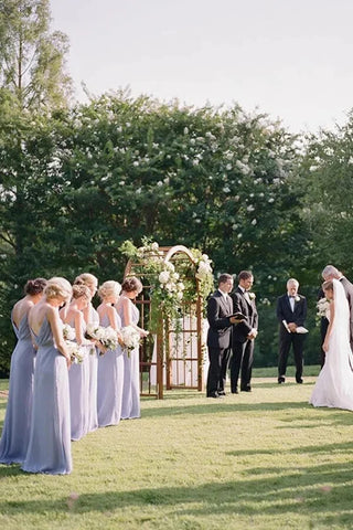 Classic Lilac Chiffon A-line V-neck Floor Length Bridesmaid Dresses