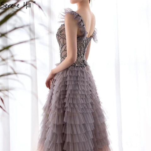 On Sale no return no refund Sale Colorful Sleeveless A-Line Sexy Evening Dresses 2025 Tiered Beading Lace Up Formal Dress Design LA70435