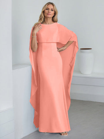 Sheath Scoop Floor-Length Chiffon Mother of the Bride Dress With Cascading Ruffles