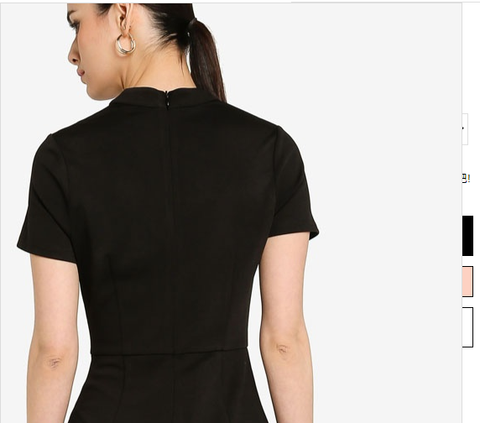 Elegante vestido negro corto para baile de bienvenida con volantes S4203