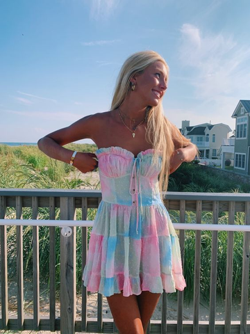 Ravissante robe bustier trapèze pour le bal de promo, robe arc-en-ciel Y2794