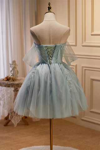 Vestido de fiesta plisado con hombros descubiertos color verde salvia empolvado Y2713