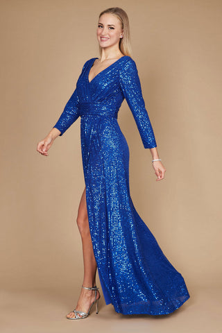 Long Sleeve Sequin Formal Hand Beaded Dress