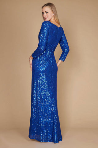 Long Sleeve Sequin Formal Hand Beaded Dress