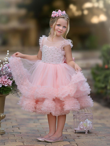 Ball-Gown/Princess Tulle Knee-length Baby Girl Dress