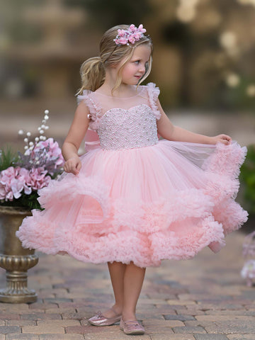 Ball-Gown/Princess Tulle Knee-length Baby Girl Dress