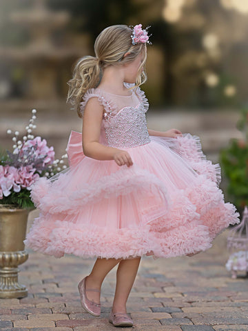 Ball-Gown/Princess Tulle Knee-length Baby Girl Dress