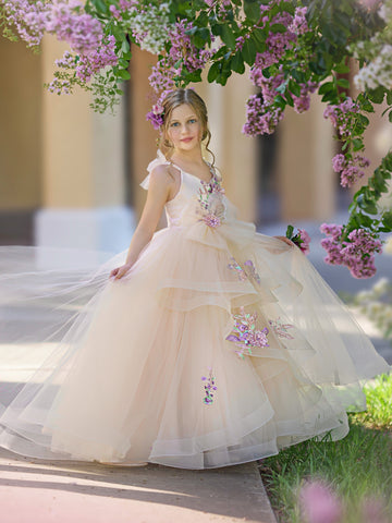 Ball-Gown/Princess Satin Tulle Floor-length Dress