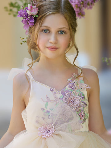 Ball-Gown/Princess Satin Tulle Floor-length Dress