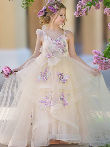 Ball-Gown/Princess Satin Tulle Floor-length Dress