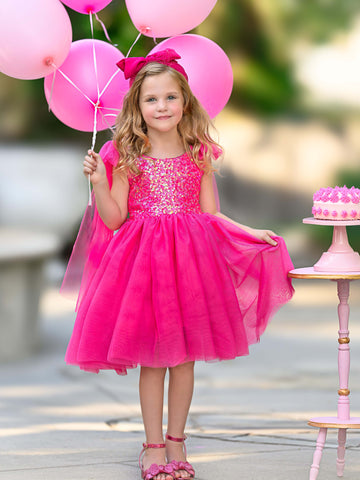 Sequins Tulle Knee-length Birthday Party Dress