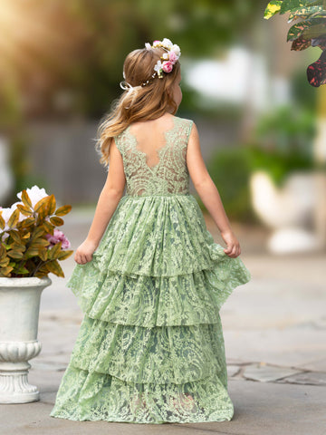A-line Lace Tulle Floor-length Toddler Flower Girl Dress