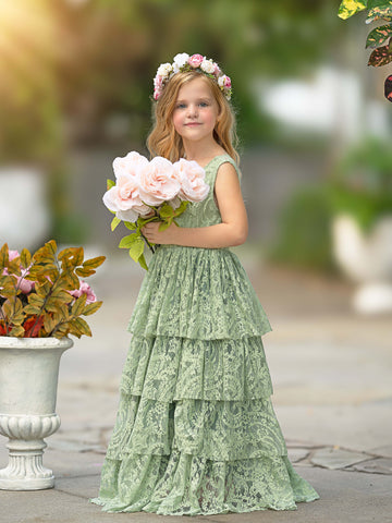 A-line Lace Tulle Floor-length Toddler Flower Girl Dress