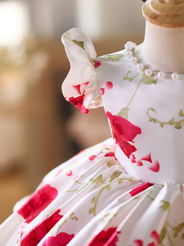 Sleeves Satin Knee-length Baby Girl Dress