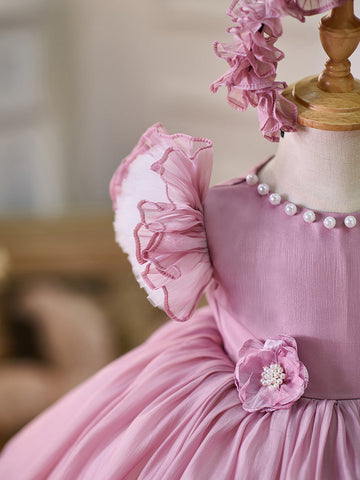 Organza Knee-length 1st Birthday Toddler Party Dress