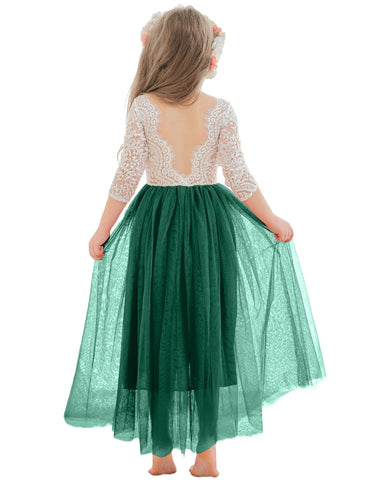 Angelic White Lace A-Line Long Sleeve Tulle Flower Girl Dress