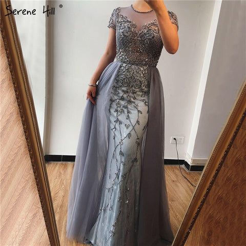 Dubai Crystal Short Sleeve Evening Dresses Design 2025 Luxury Mermaid Sexy Formal Dress LA60960