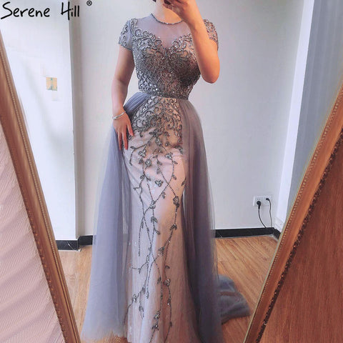 Dubai Crystal Short Sleeve Evening Dresses Design 2025 Luxury Mermaid Sexy Formal Dress LA60960
