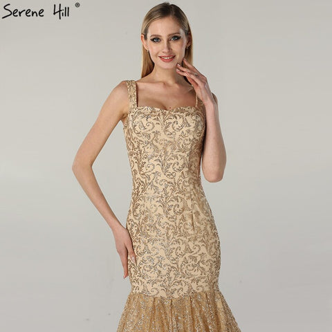 On Sale No Return No Refund  Dubai Design Luxury Gold Glitter Evening Dresses 2025 Boat Neck Sleeveless Sexy Evening Gowns Real Photo LA60701