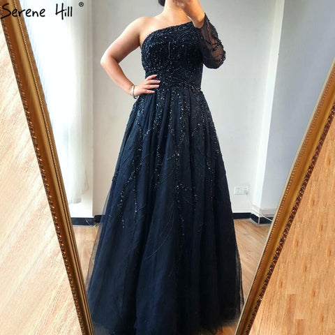 Luxury Dubai One Shoulder Wine Red Evening Dresses LA60988