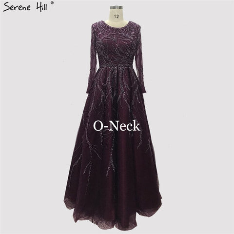 Luxury Dubai One Shoulder Wine Red Evening Dresses LA60988