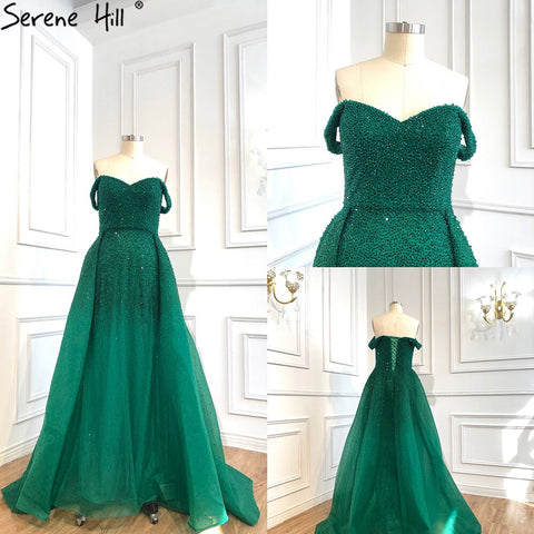 On Sale no return no refundDubai Grey Mermaid Luxury Sleeveless Evening Dresses 2025 Off Shoulder Sexy Formal Dress  Design LA70602