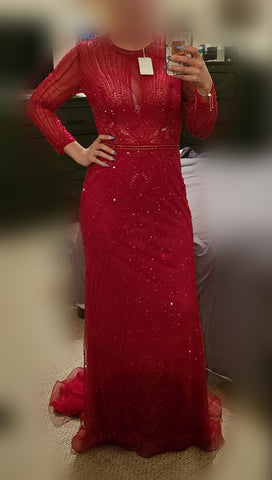 Dubai Long Sleeves Grey Luxury Evening Dresses O-Neck Full Diamond Mermaid Formal Dress 2025 Plus Size LA70116