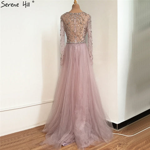 Dubai Luxury Grey With DetachableTrain Evening Dresses 2025 Long Diamond Mermaid Beading Formal Dress LA70341