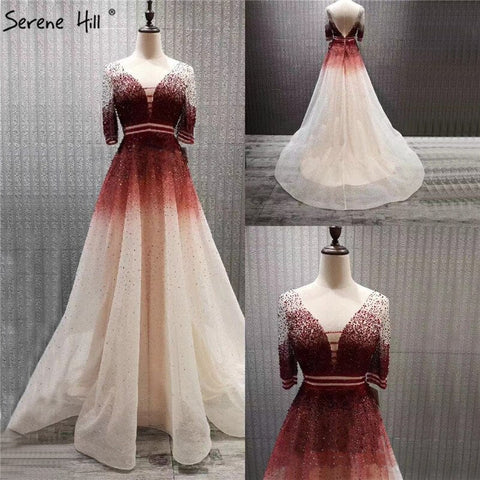 On Sale no return no refundSale Dubai Luxury Half Sleeves A-Line Evening Dresses Black Backless Tulle Sexy Evening Gowns 2025 LA60808