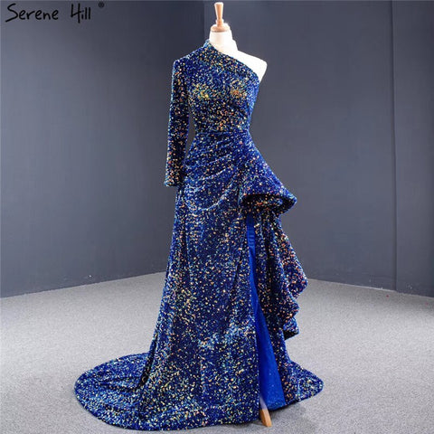 Dubai Luxury One Shoulder Red Evening Dresses 2025 Sequined Sparkle Mermaid Sexy Fromal Dress HM67056