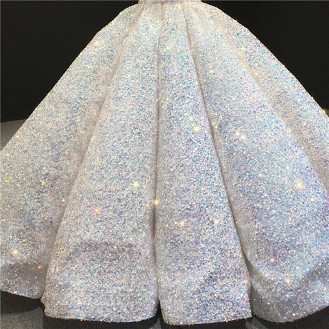 Robe de soirée luxueuse à paillettes scintillantes et sexy, décolleté en cœur, coupe trapèze avec traîne, modèle Dubaï 2025, LA70273 