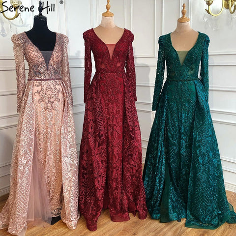 Dubai  Muslim Blue Luxury Long elegant Evening Dresses 2025 Crystal Mermaid Evening Gowns Plus Size LA70159