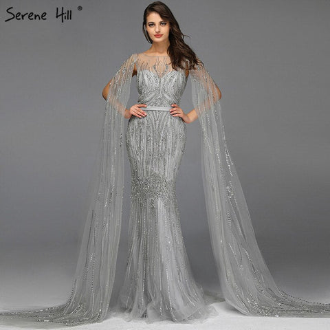Dubai Pink Luxury Long Sleeves Evening Gowns 2025 Mermaid Sequins Beading Sexy Fromal Dresses LA70160